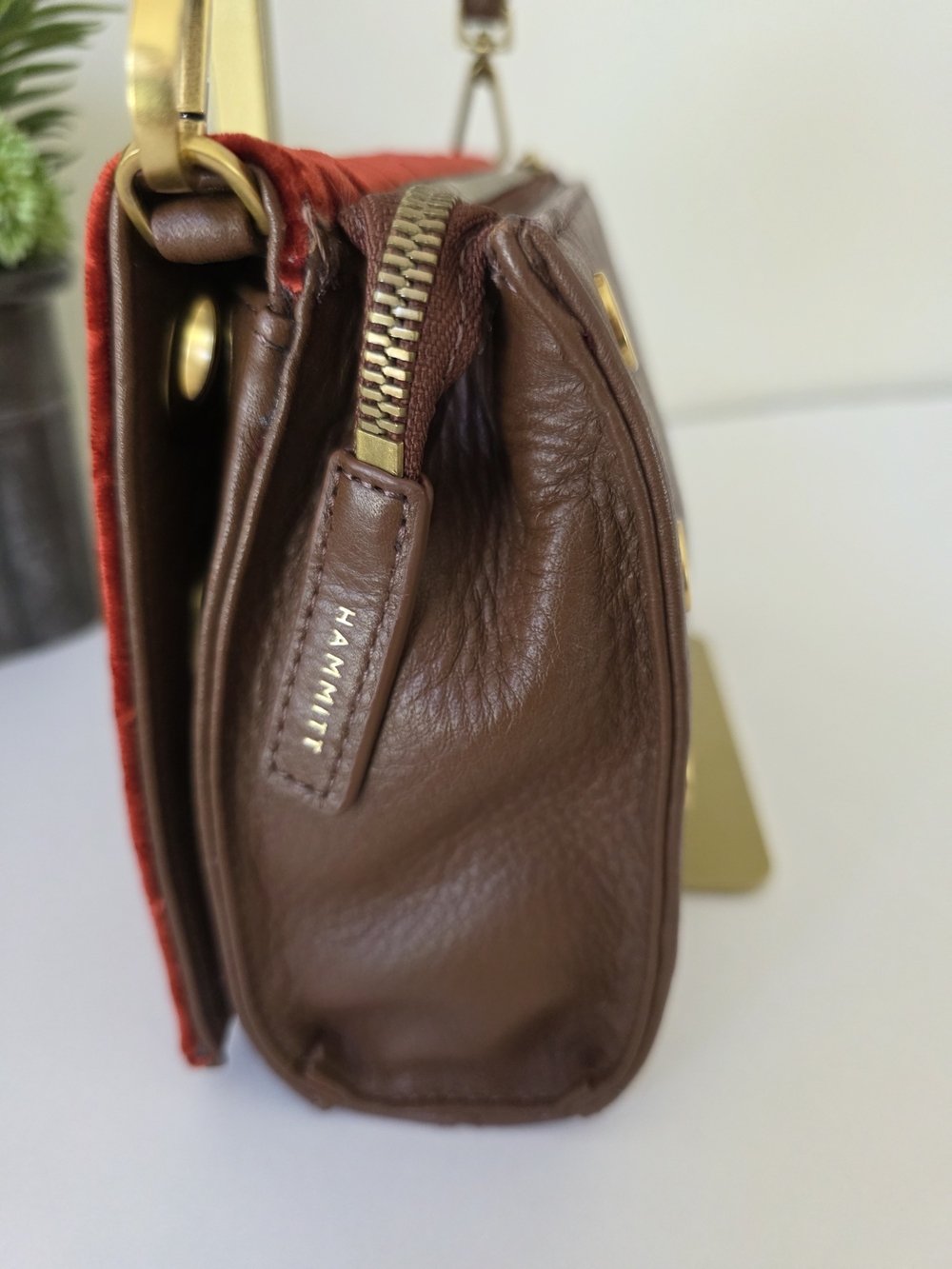 Hammitt Montana Small Monarch Velvet Clutch Crossbody Bag Toasted Orange - Picture 6 of 16